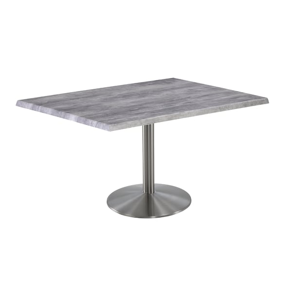 30" Tall OD214 Stainless Steel Table Base 22" Diameter 30"x48" Greystone Top